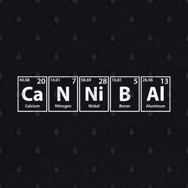 Cannibal (Ca-N-Ni-B-Al) Periodic Elements Spelling by cerebrands